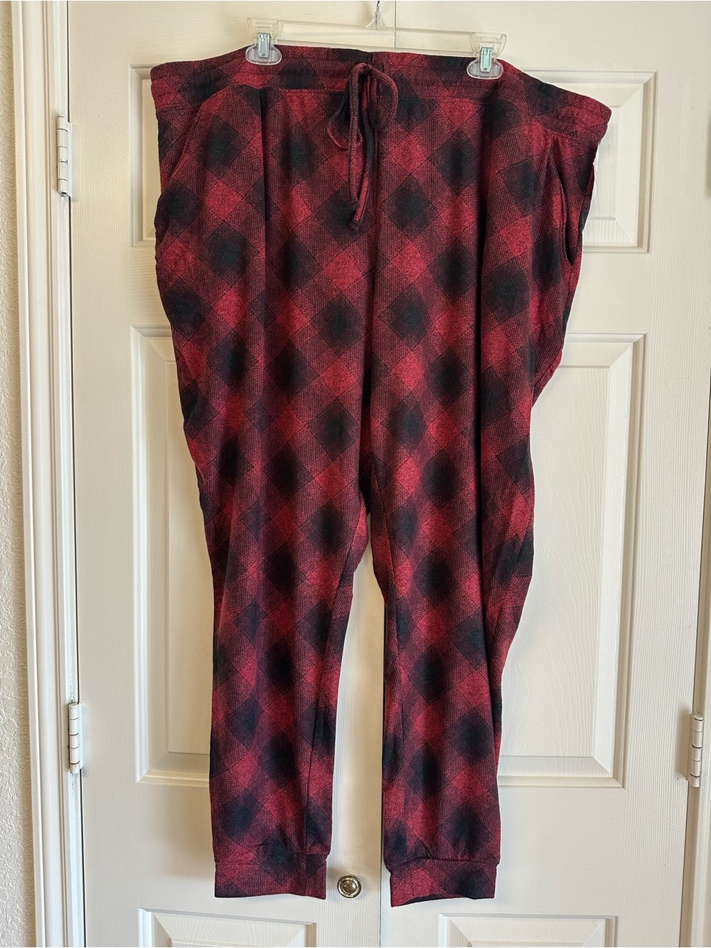 Red Plaid Pull-On Lounge Pants